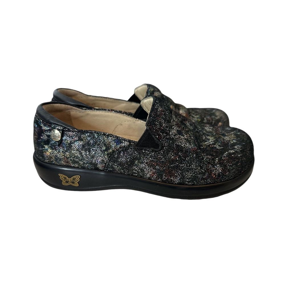 Alegria Shoes Women's Size 37 Black Multicolor Slip On Clog Comfort